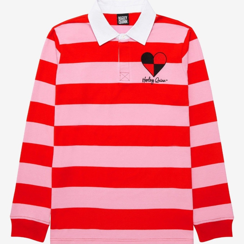 DC Comics‎ Batman Harley Quinn Embroidered Rugby Shirt BoxLunch Exclusive Batman